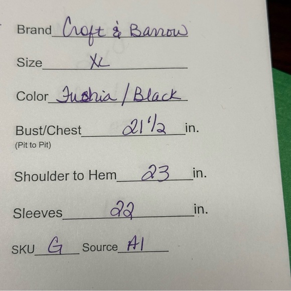 Croft & Barrow Magenta Abstract Print V-Neck Long Sleeve Tee XL - Picture 8 of 8